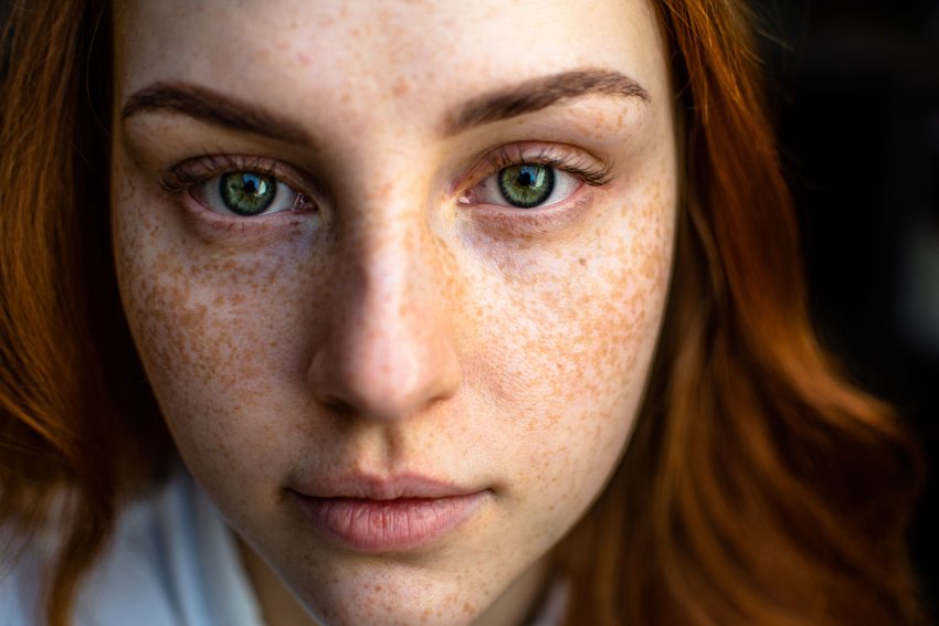 closeup of woman with freckles